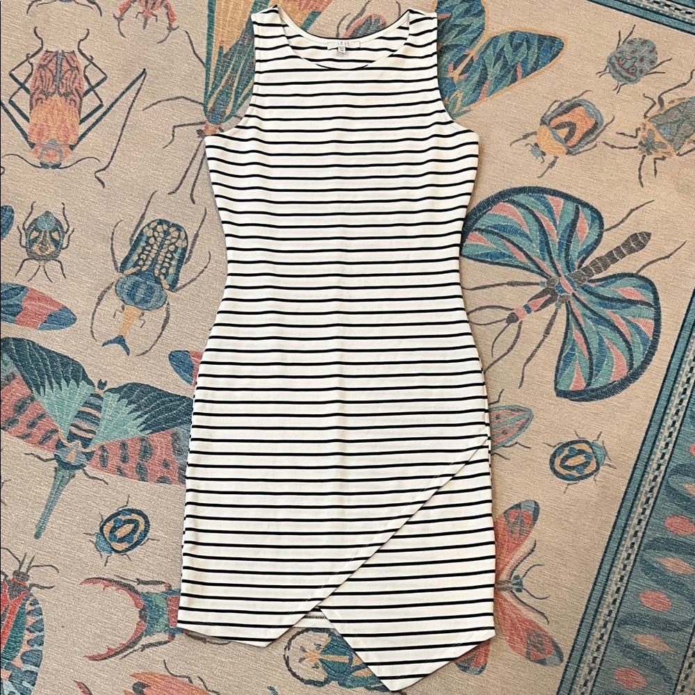 Iris Black and White Asymmetrical Striped Dress